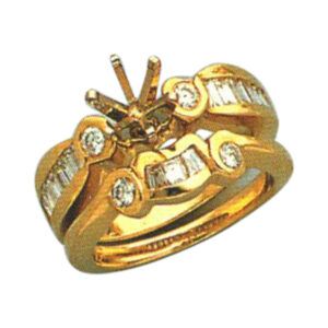 Baguette-Cut 0.80 Carats and Round-Cut 0.21 Carats Diamond Ring - Available in 14k, 18k, and Platinum