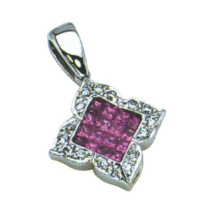 Elegance Redefined Pendant with16 Pink Sapphires and 16 Round Diamonds in 14k, 18k, and Platinum