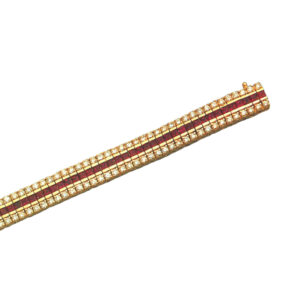 Round-Cut Diamond and Ruby Bracelet, Luxurious Jewelry in 14k, 18k, or Platinum