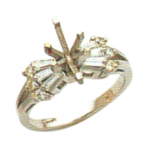 Elegance Redefined 0.28 Carat Baguette and 0.19 Carat Round-Cut Diamond Ring in 14k, 18k, or Platinum