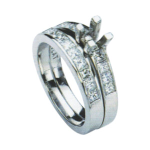 Exquisite Wedding Set with 1.00 Carat Princess-Cut Diamonds in 14k, 18k, and Platinum