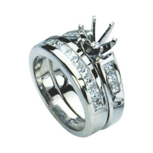 Exquisite Wedding Set with 0.99 Carat Princess-Cut Diamonds in 14k, 18k, and Platinum
