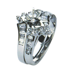 Exquisite Wedding Set with 0.44 Carat Round Diamonds and 0.33 Carat Baguette Diamonds in 14k, 18k, and Platinum