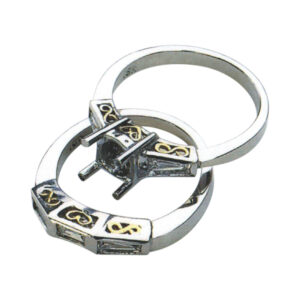 Elegant Wedding Set with 0.57 Carat Baguette Diamonds in 14k, 2T, 18k, and Platinum