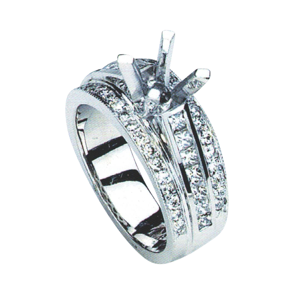 Majestic Princess-Cut Engagement Ring with 0.66 Carat Princesses and 0.58 Carat Rounds in 14k, 18k, and Platinum