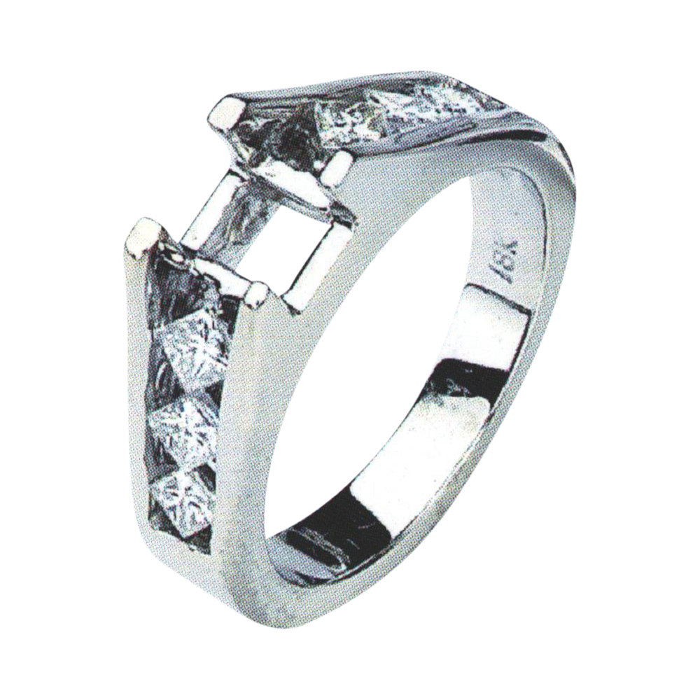 Stunning Princess-Cut Engagement Ring with 0.67 Carat Princesses in 14k, 18k, and Platinum