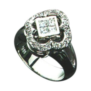 Princess-Cut and Round-Cut Diamond Ring - 4 Princess-Cut, 20 Round-Cut Diamonds, Your Choice of 14k, 18k, or Platinum