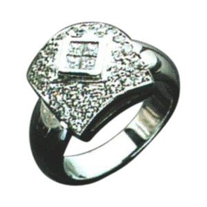 Elegant Princess-Cut and Round-Cut Diamond Ring - 4 Princess-Cut, 36 Round-Cut Diamonds, Available in 14k, 18k, and Platinum