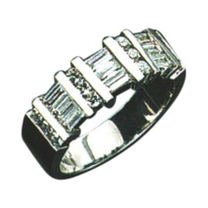 Exquisite 9 Baguette-Cut and 12 Round-Cut Diamond Band, Available in 14k, 18k, and Platinum