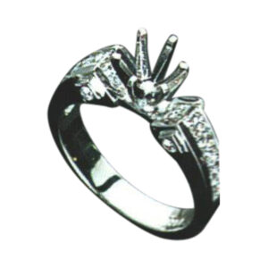 Elegant 10 Princess-Cut and 4 Round-Cut Diamond Ring with 1.06 and 0.08 carats in 14k, 18k, and Platinum