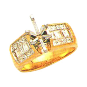 Majestic Fusion Princess and Baguette Cut 1.58 Carat Diamond Ring in 14k, 18k, and Platinum
