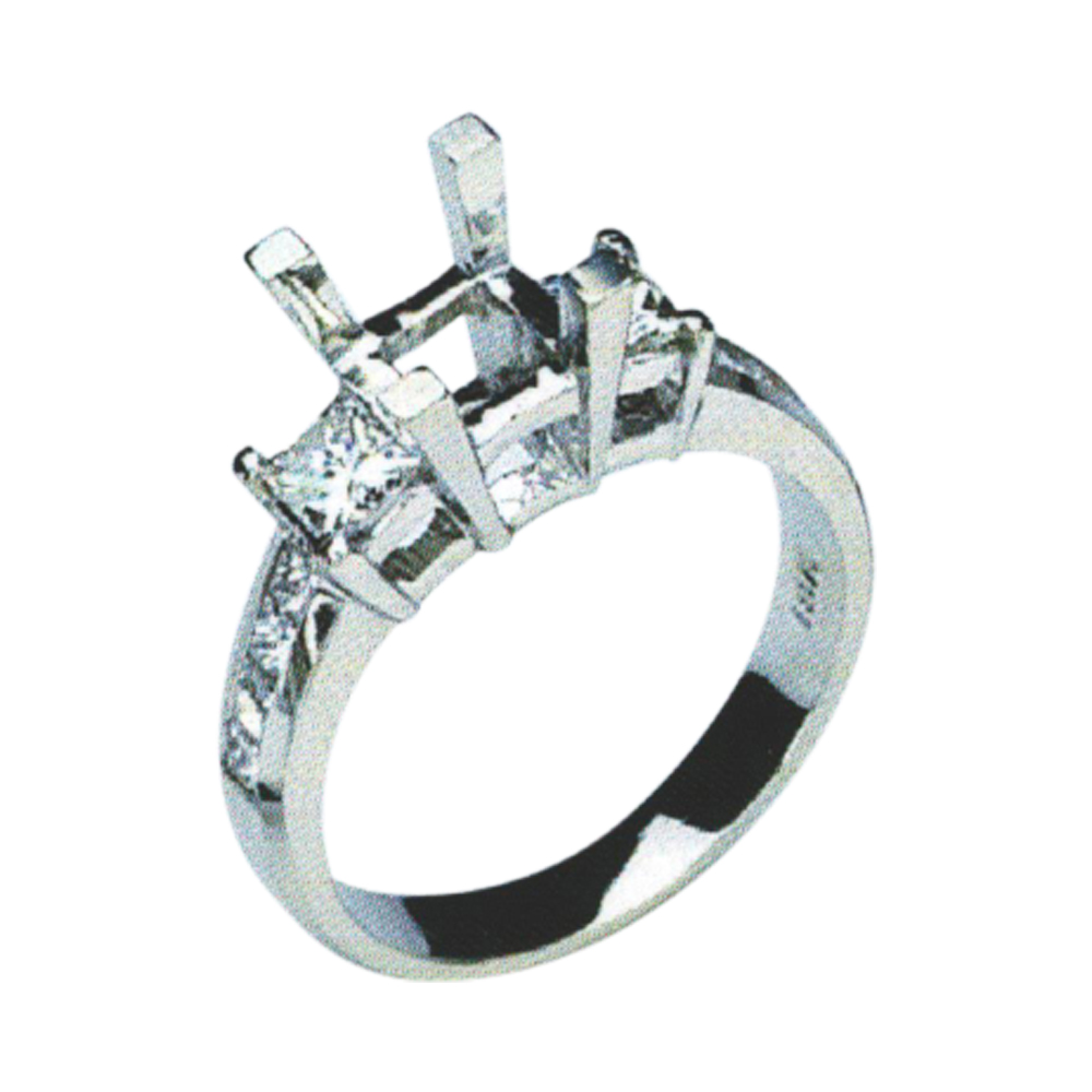 Enchanting Princess-Cut Engagement Ring with 0.56 Carat Princesses and 0.39 Carat Princesses in 14k, 18k, and Platinum