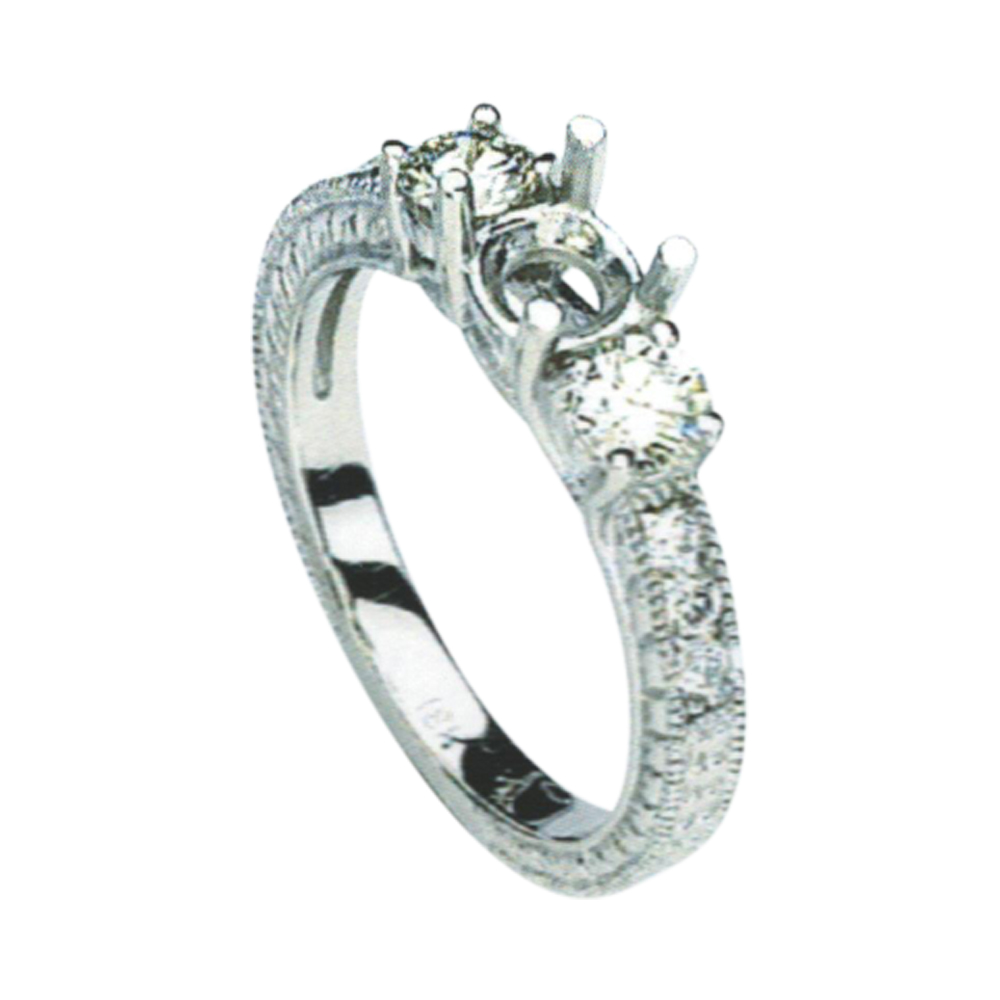 Elegant Round-Cut Engagement Ring with 0.51 Carat Rounds and 0.17 Carat Rounds in 14k, 18k, and Platinum