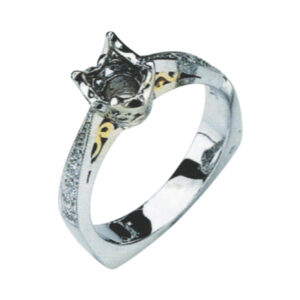 Delicate Round-Cut Engagement Ring with 0.13 Carat Rounds in 14k, Two-Tone, 18k, and Platinum