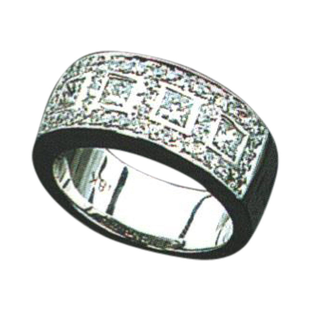 Exquisite 4 Princess-Cut and 45 Round-Cut Diamond Band, Available in 14k, 18k, and Platinum