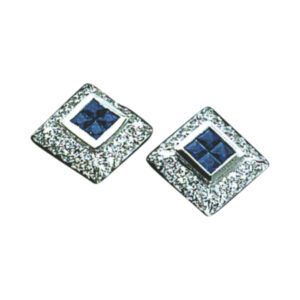 8 Princess-Cut Sapphires, 1.10 Carats, 72 Round-Cut Diamonds, 0.93 Carats - Available in 14k, 18k, and Platinum