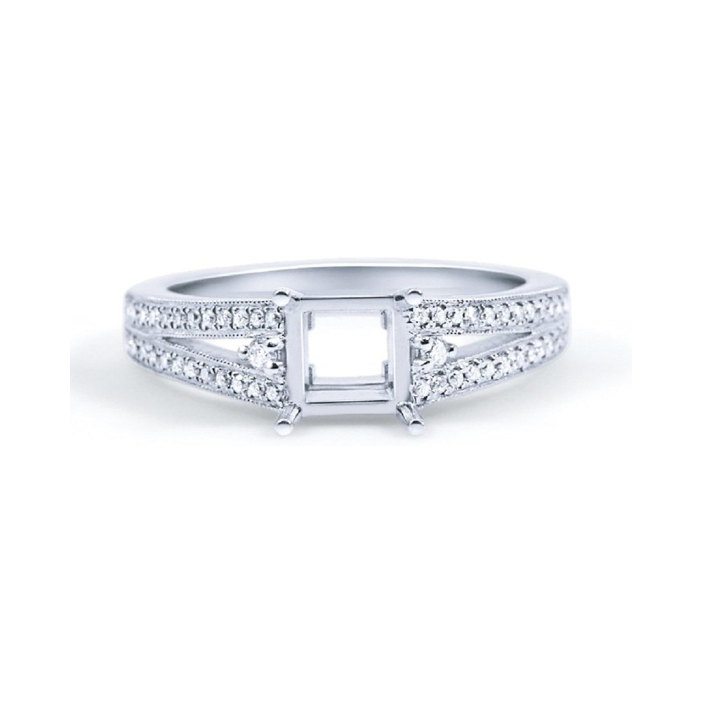 Nakar Split Band Engagement Band for Cushion or Princess Cut Solitaires (1/6 ctw)