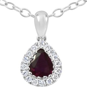 18 Karat White Gold Ruby Diamond Pendant Necklace (0.60 ctw)