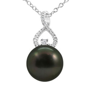 18 Karat Gorgeous Black Pearl Pendant (0.16 ctw)