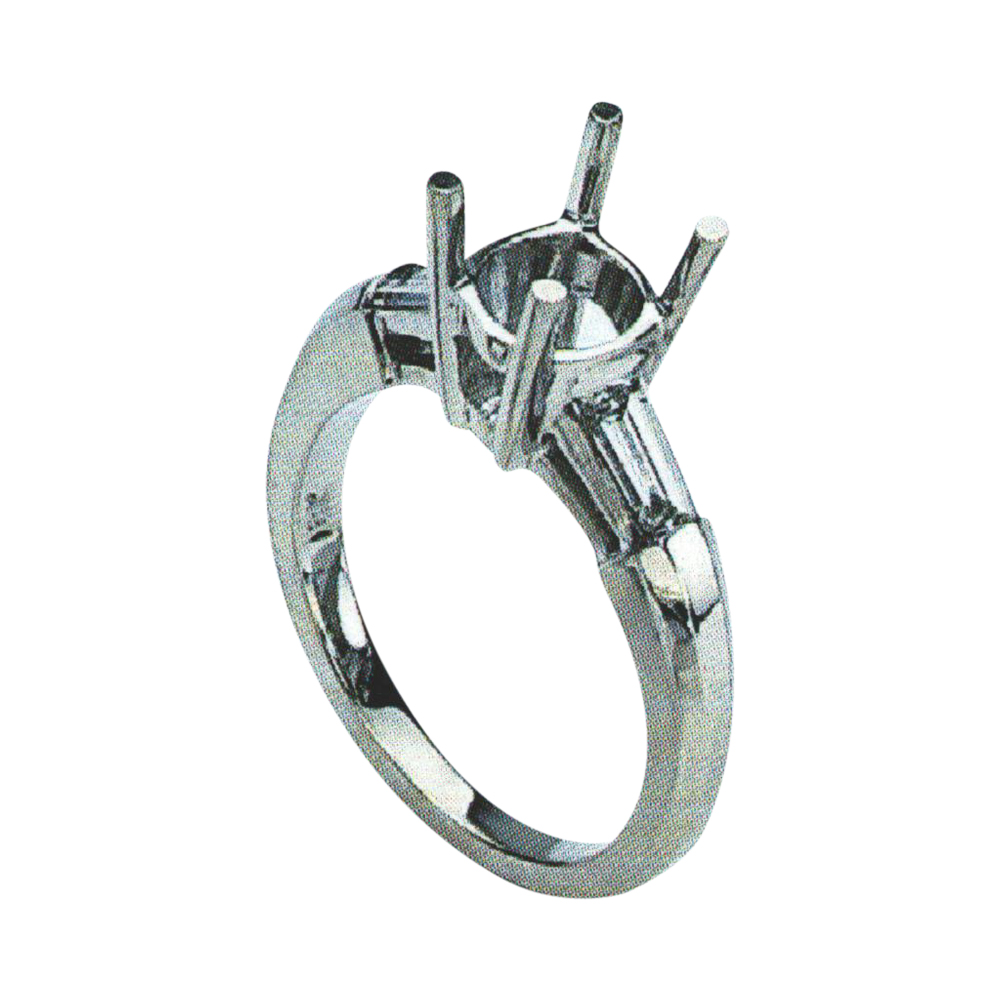 Elegant Baguette-Cut Engagement Ring with 0.48 Carat Baguettes in 14k, 18k, and Platinum