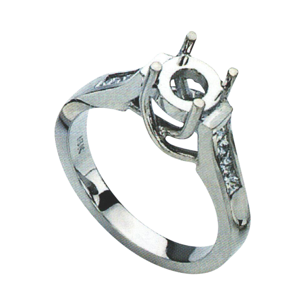 Radiant Princess-Cut Engagement Ring with 0.37 Carat Princesses in 14k, 18k, and Platinum