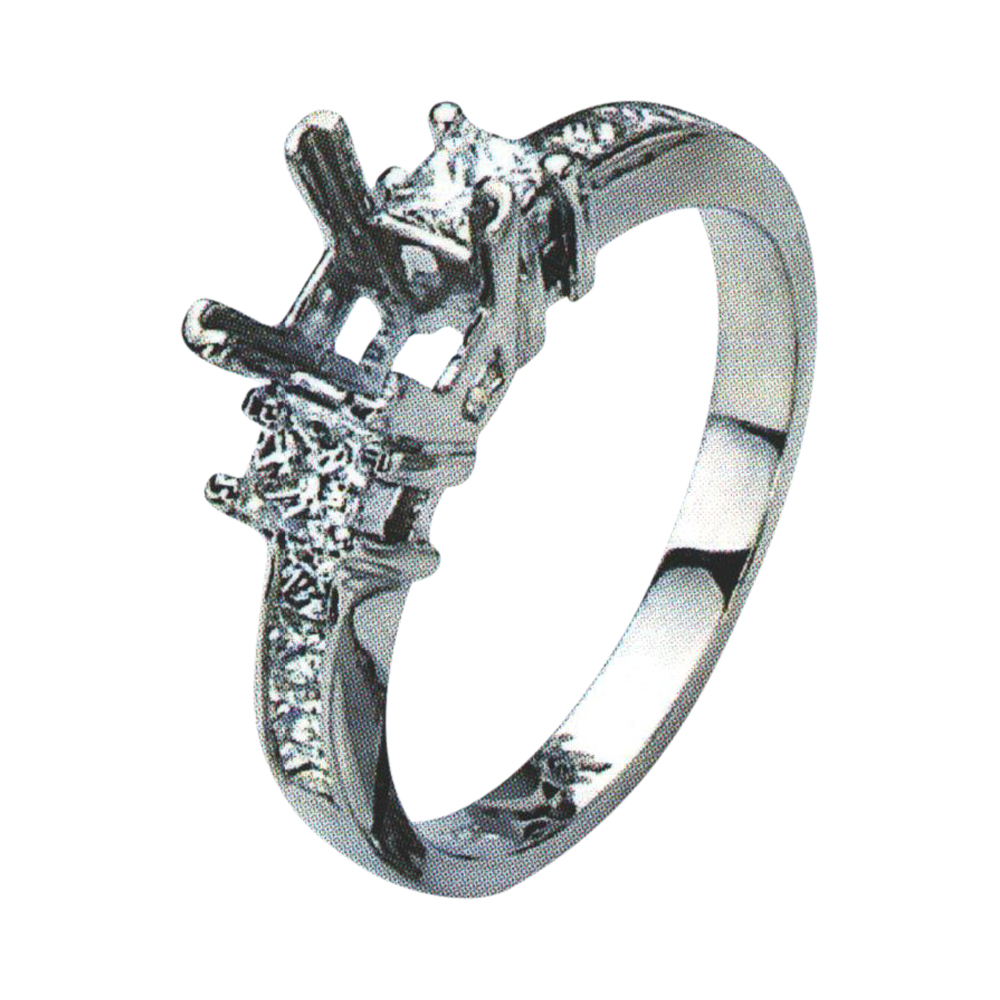 Regal Princess-Cut Engagement Ring with 0.36 Carat Princesses and 0.38 Carat Princesses in 14k, 18k, and Platinum