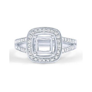 Nakar 3/8 tcw Diamond Halo Four-Pronged Split Band Engagement Ring