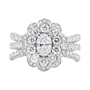 14 Karat White Gold Diamond Oval Engagement Ring