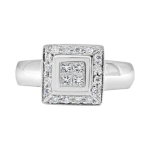 18 Karat White Gold Diamond Invisible Princess Cut Fashion Ring (0.51 ctw)
