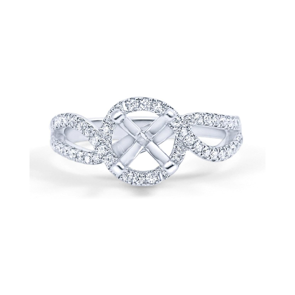 Nakar Diamond Halo Engagement Ring (1/3 ctw)-14k White Gold