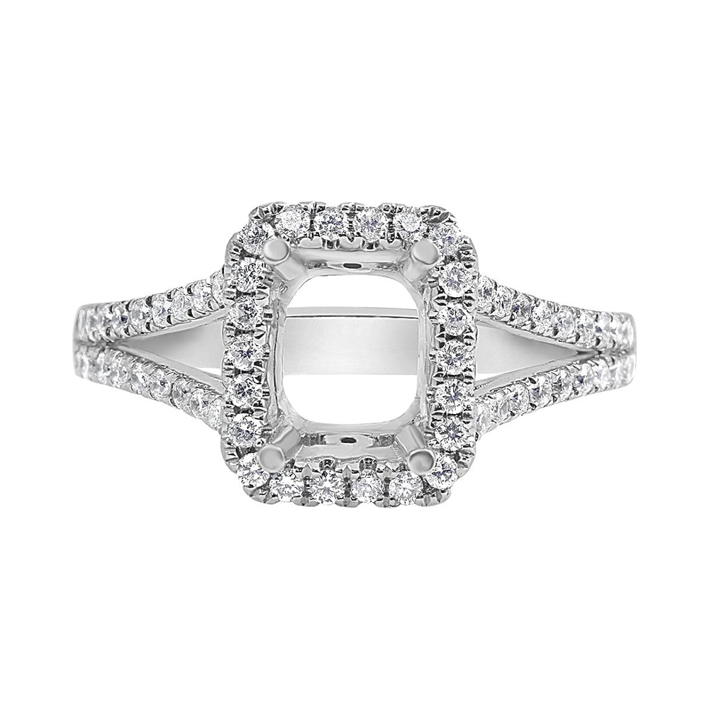 14 Karat White Gold Radiant of Emerald Cut Diamond Engagement Ring (0.44 ctw)