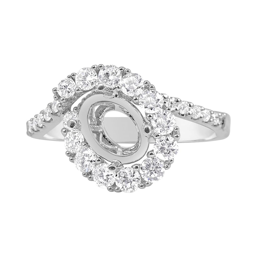 18 Karat White Gold Oval Cut Diamond Engagement Ring (3/4 ctw)