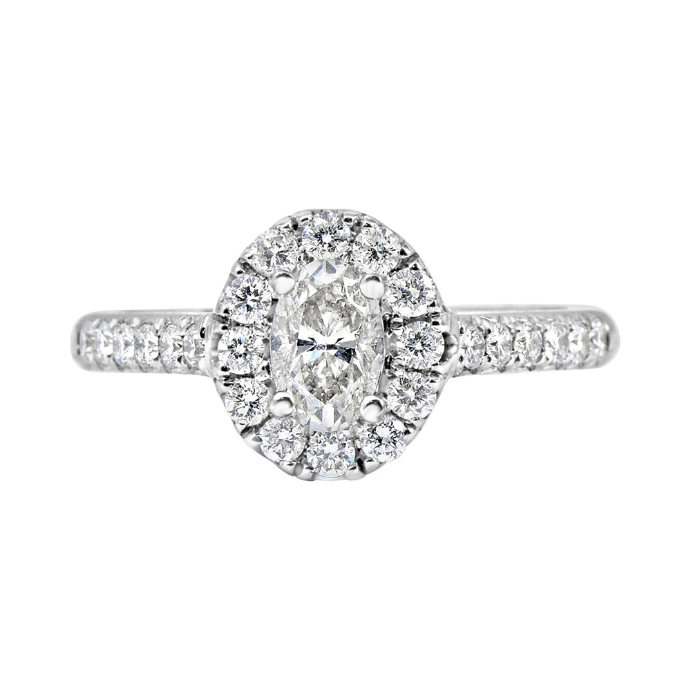 Nakar 18k White Gold Oval Diamond Engagement Ring (1/2 ctw)