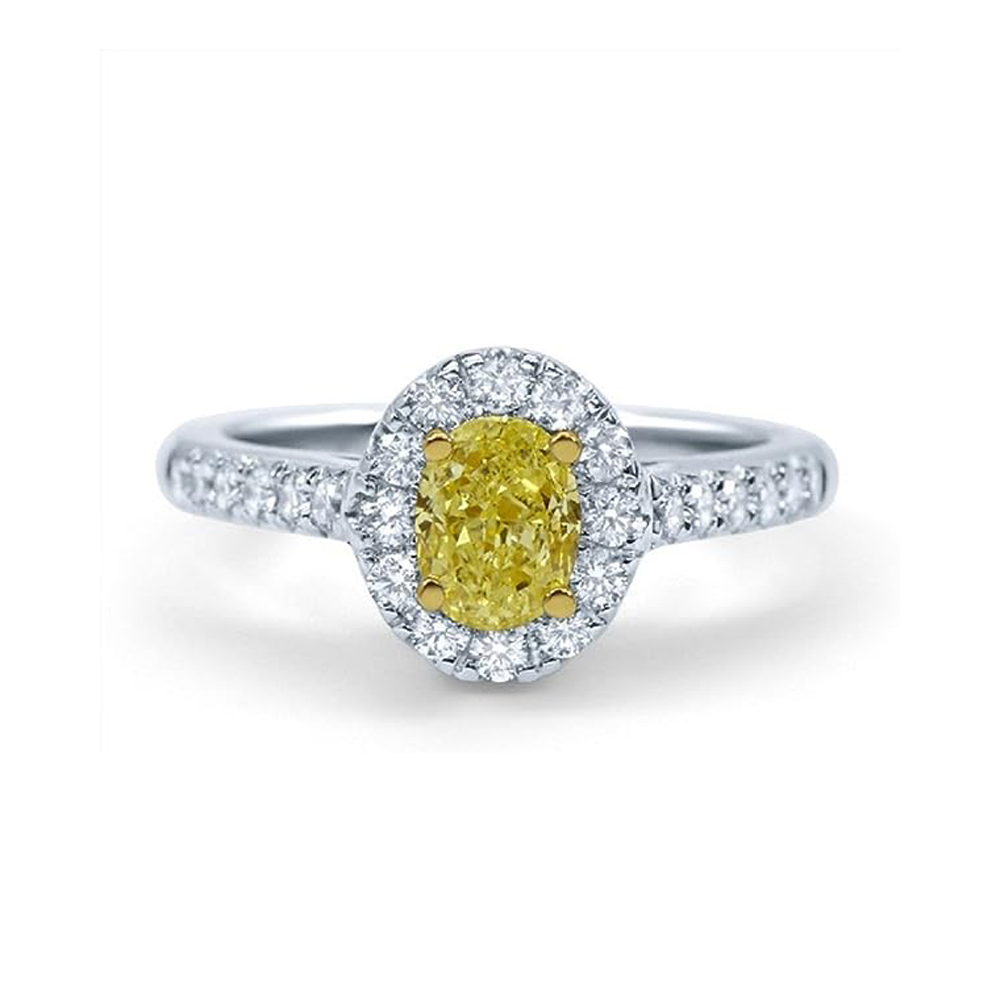 Nakar 18 k White Gold Yellow Oval Cut Diamond Engagement Ring (1.5 ctw)