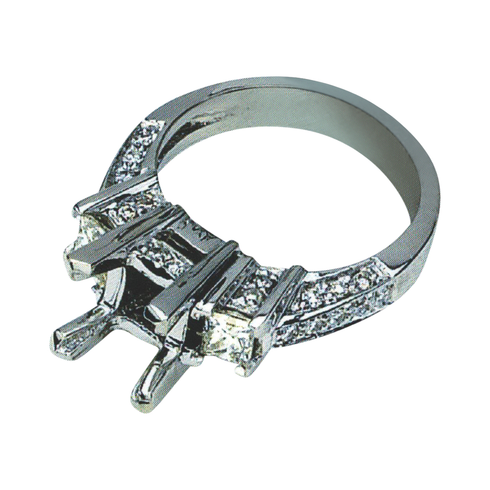 Exquisite Princess-Cut Engagement Ring with 0.55 Carat Princesses and 0.55 Carat Rounds in 14k, 18k, and Platinum