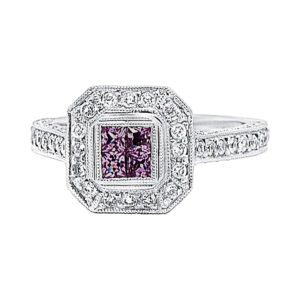 18 Karat White Gold Pink Sapphire and Round Diamond Ring (1 1/4 CTW)
