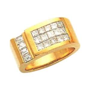 Majestic Harmony 1.01 Carat Princess-Cut and Baguette-Cut Diamond Ring in 14k, 18k, and Platinum