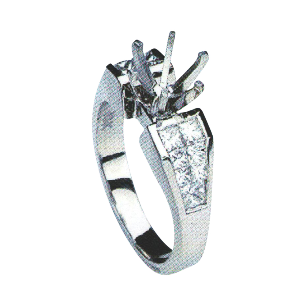 Elegant Princess-Cut Engagement Ring with 0.60 Carat Princesses in 14k, 18k, and Platinum