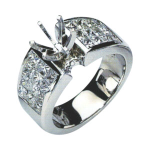 Radiant Princess-Cut Engagement Ring with 1.93 Carat Princesses in 14k, 18k, and Platinum