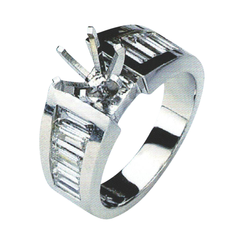 Captivating Baguette-Cut Engagement Ring with 1.87 Carat Baguettes in 14k, 18k, and Platinum