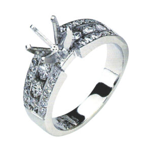 Exquisite Princess-Cut and Round Diamond Engagement Ring with 0.36 Carat Princesses and 0.27 Carat Rounds in 14k, 18k, and Platinum