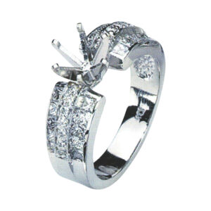 Majestic Princess-Cut and Round Diamond Engagement Ring with 0.73 Carat Princesses and 0.14 Carat Rounds in 14k, 18k, and Platinum