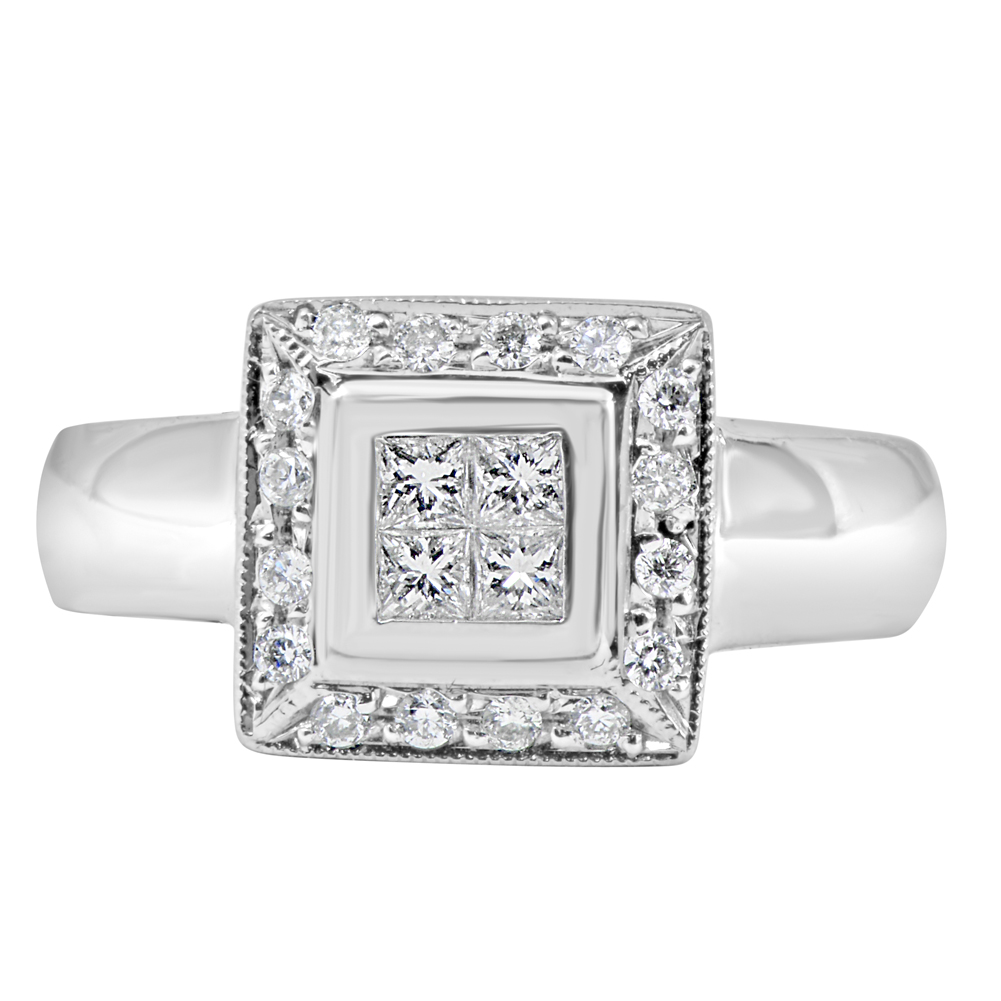 Beatrice 18 Karat White Gold Diamond Invisible Princess Cut Fashion Ring (0.51 ctw)