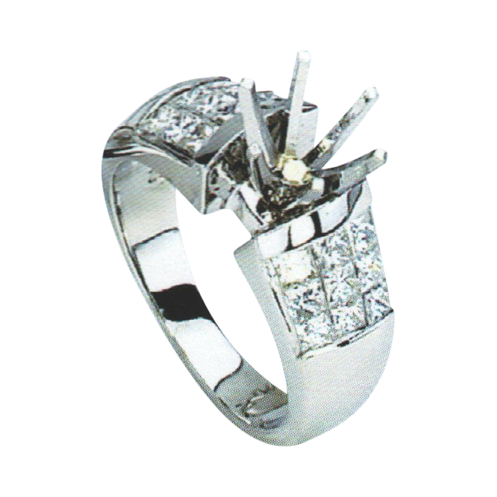 Majestic Princess-Cut Diamond Engagement Ring with 1.11 Carat Princesses in 14k, 18k, and Platinum