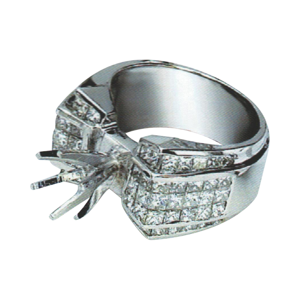 Royal Princess-Cut Diamond Engagement Ring with 2.80 Carat Princesses in 14k, 18k, and Platinum