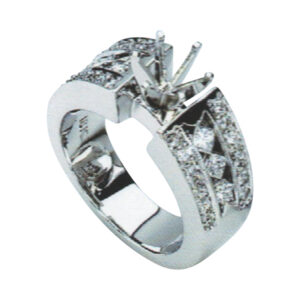 Elegance and Grace: Princess-Cut and Round Diamond Engagement Ring with 0.42 Carat Princesses and 0.34 Carat Rounds in 14k, 18k, and Platinum