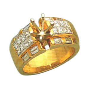 Harmonious Splendor 0.77 Carat Princess-Cut and 0.69 Carat Baguette-Cut Diamond Ring in 14k, 18k, and Platinum