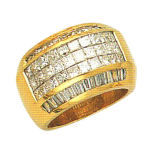 Harmony in Elegance 2.11 Carat Princess-Cut Diamond and Baguette Ring in 14k, 18k, and Platinum