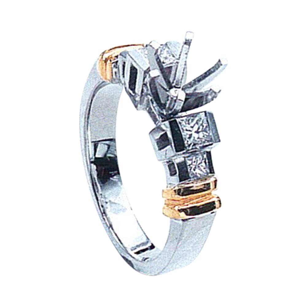 Elegant Engagement Ring in 14K Gold with 4 Princess-Cut Diamonds 0.45 Carat Total Weight