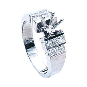 Elegant Engagement Ring in 14K Gold with 12 Princess-Cut Diamonds 0.55 Carat Total Weight